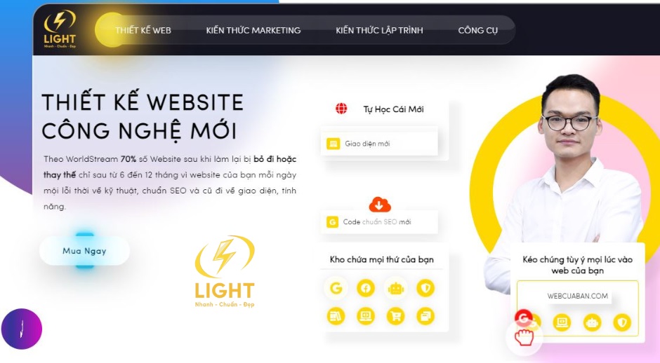 Giao diện cuốn hút của web LIGHT giúp giữ chân Traffic User lâu dài