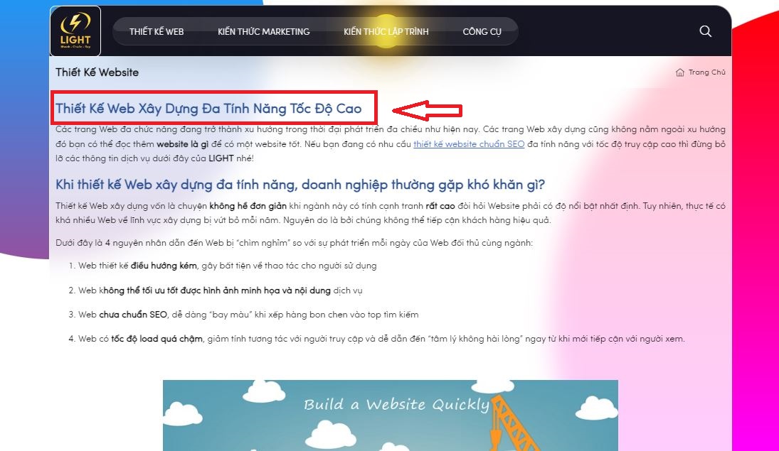 LIGHT đầu tư chiến lược SEO với những mô tả hấp dẫn để giữ chân người dùng