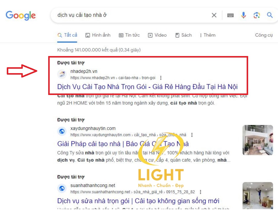 Nhà Đẹp 24h chạy quảng cáo Google Ads tiếp cận được nhiều Traffic giúp nâng cao uy tín thương hiệu