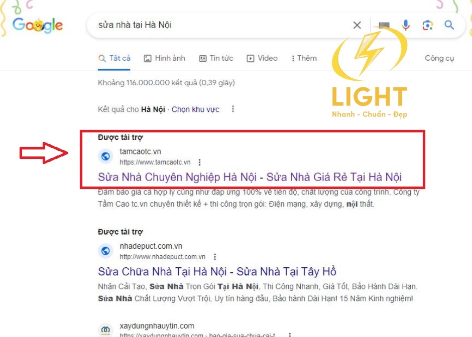 Tầm Cao TC chạy quảng cáo dịch vụ sửa nhà để tăng Traffic nhanh