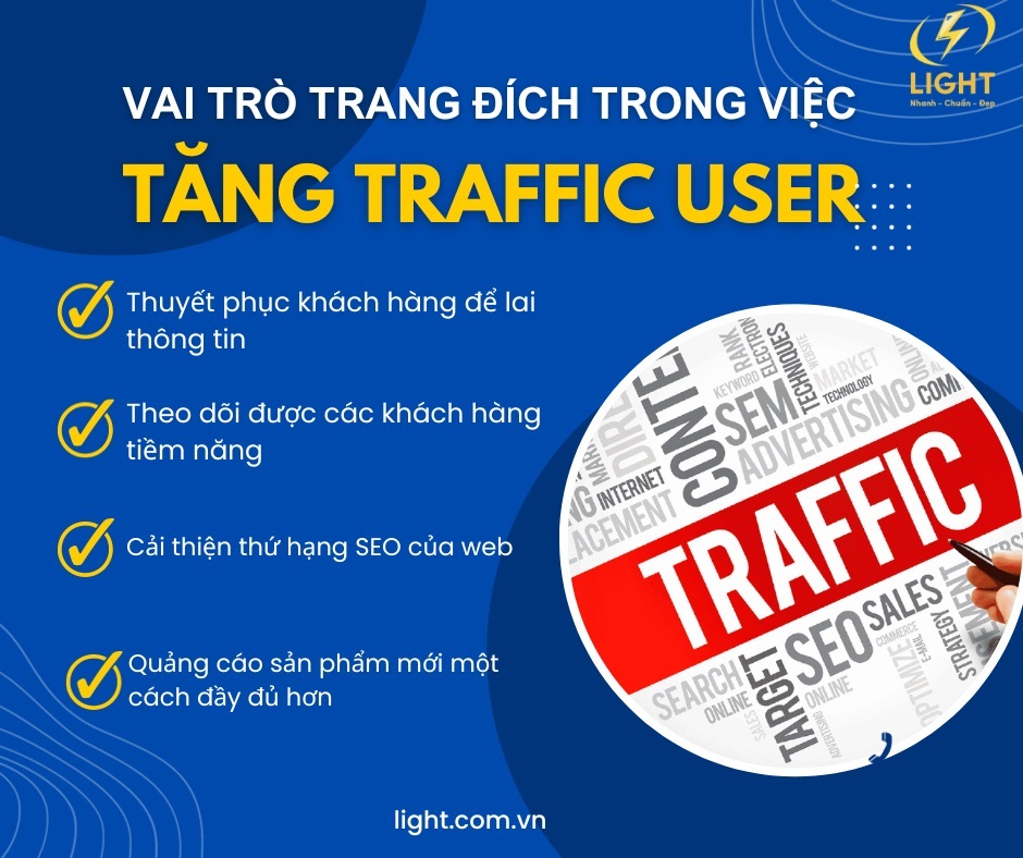 Vai trò của trang đích trong việc tăng Traffic User