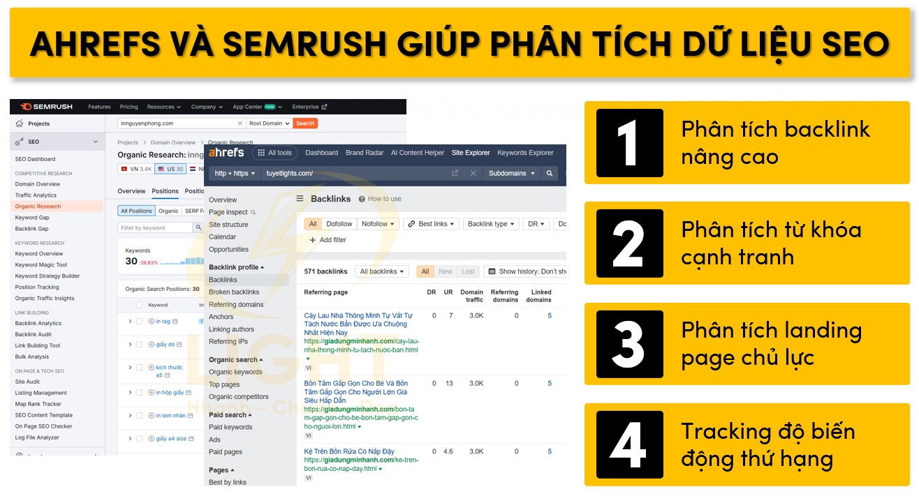 Ahrefs và Semrush giúp phân tích và tối ưu dữ liệu SEO