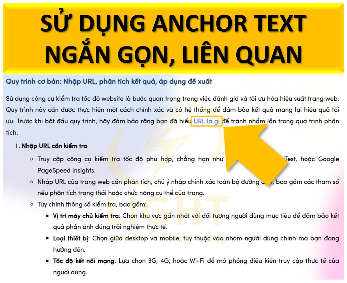 Sử dụng anchor text ngắn gọn, liên quan