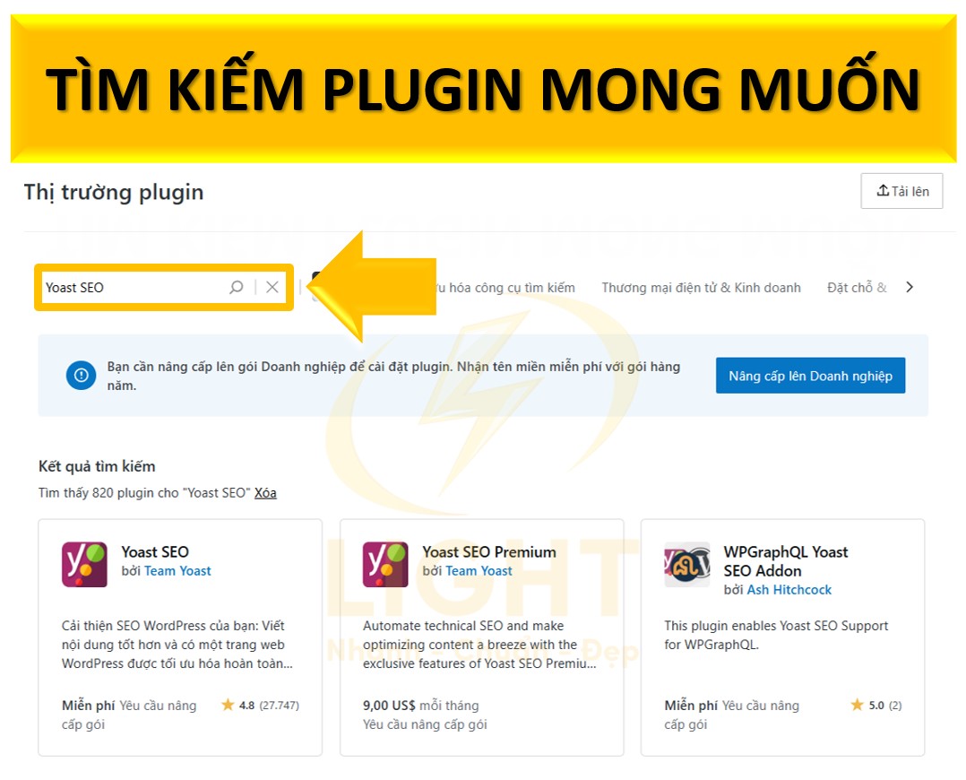 Tìm kiếm plugin mong muốn