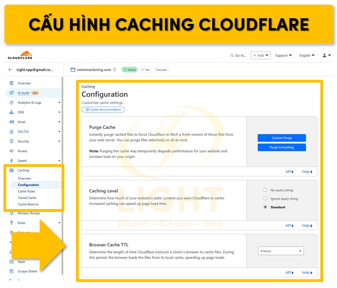 Điều chỉnh và tối ưu cache trên Cloudflare