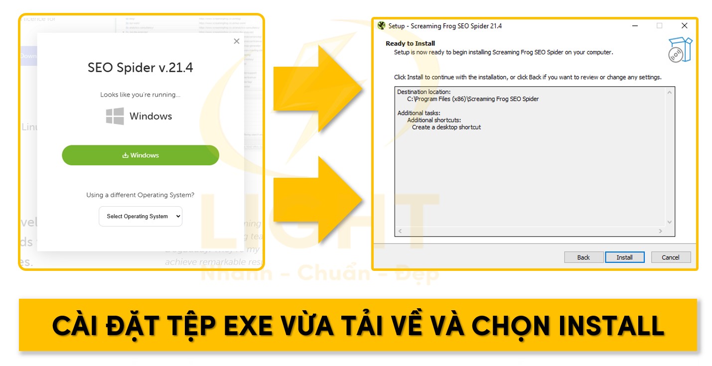Cách thức cài đặt Screaming Frog trên hệ điều hành Windows