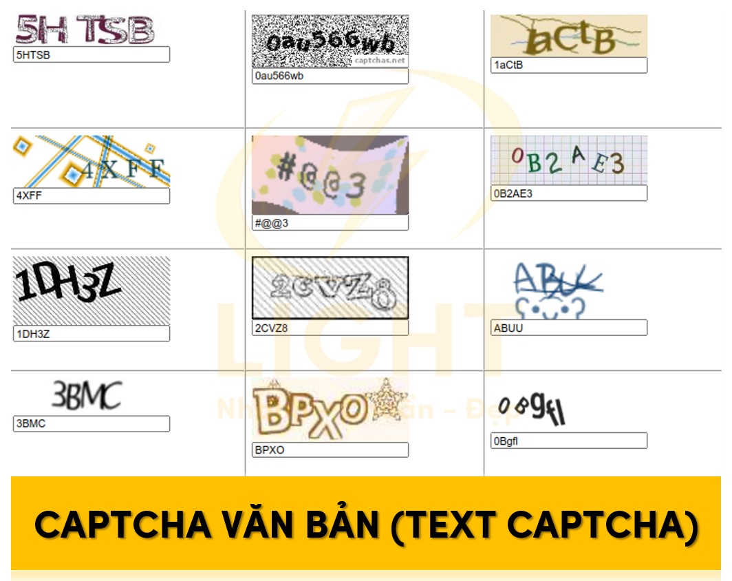 Dạng Captcha văn bản - text Captcha