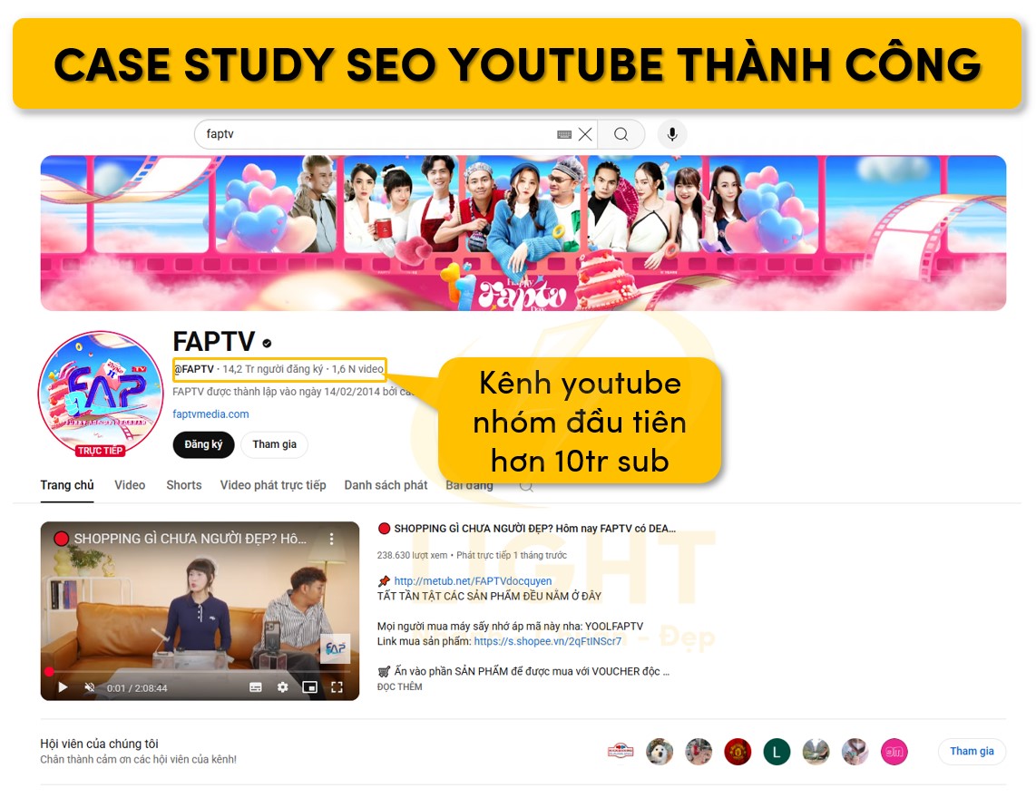 Ví dụ về một kênh SEO Youtube thành công