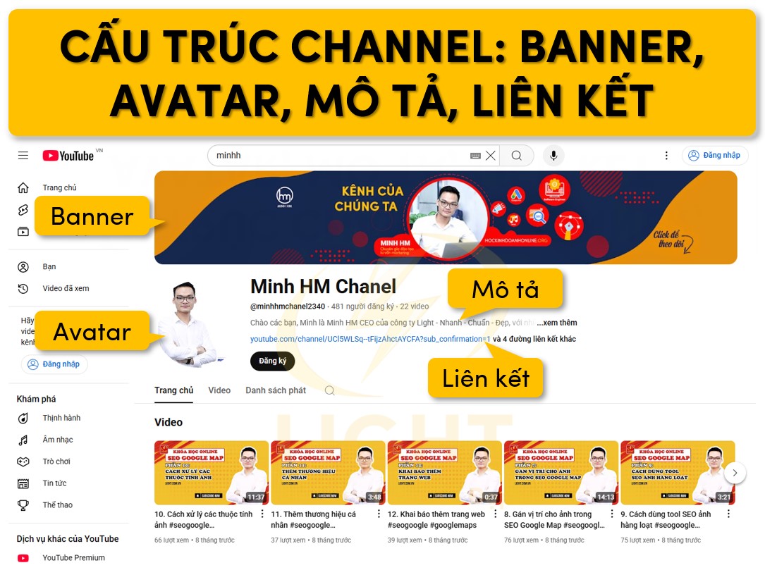Cấu trúc của kênh youtube