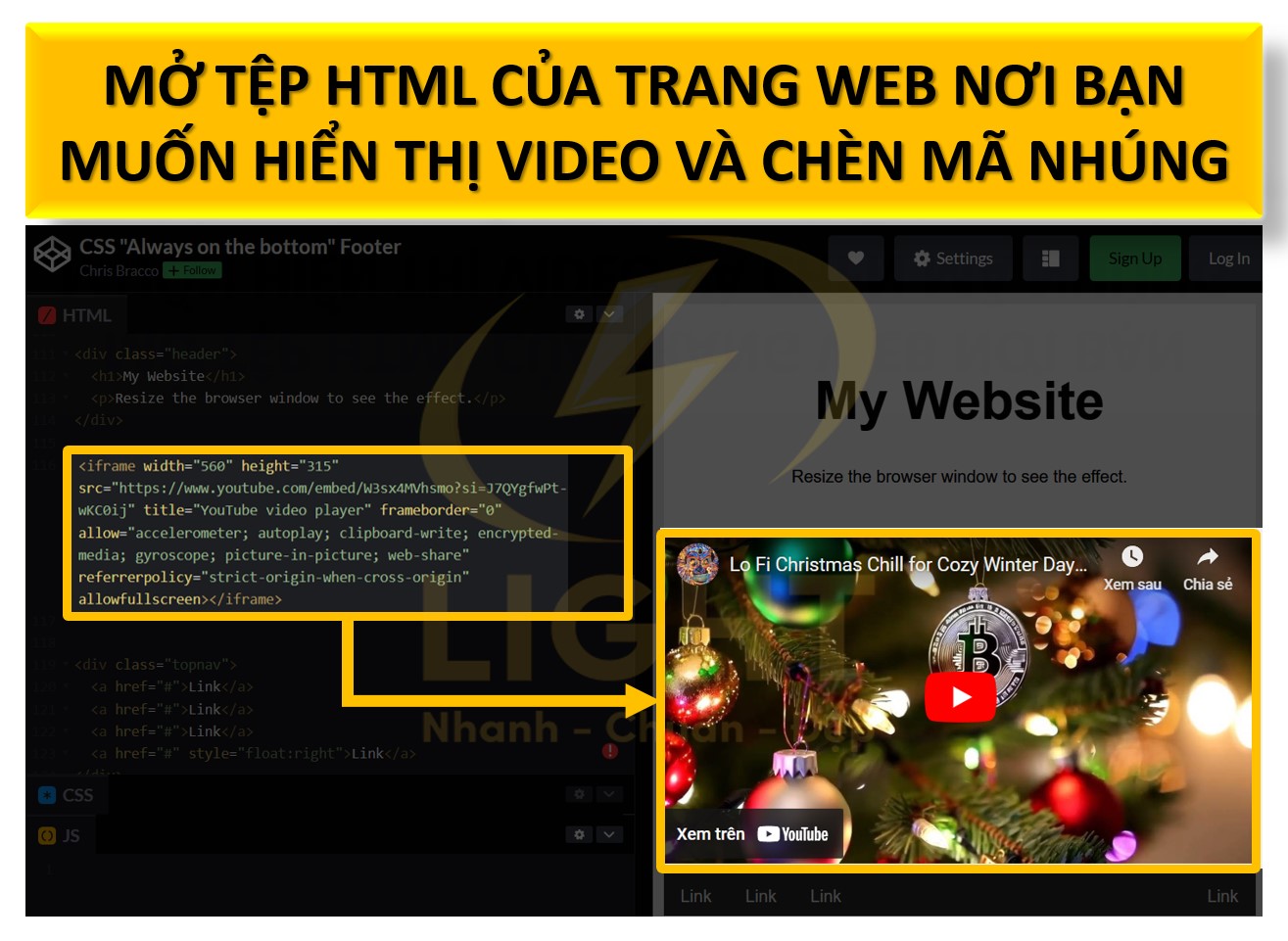 Chèn mã vào HTML của website