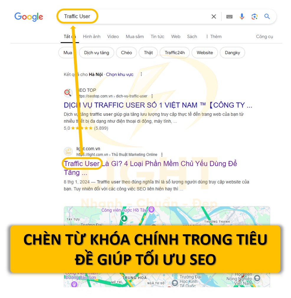 Từ khóa chính: Đặt gần đầu tiêu đề để tăng mức độ ưu tiên cho công cụ tìm kiếm