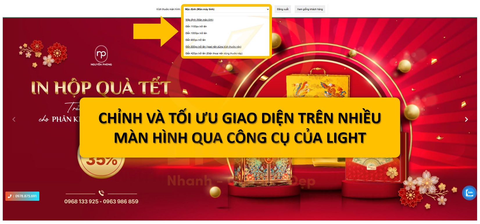 Chỉnh trên nhiều màn