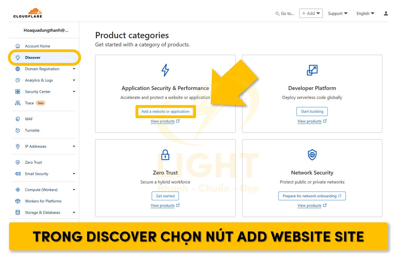 Tại mục Discover tiến hành chọn nút thêm website