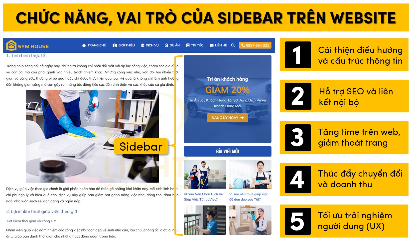 Vai trò và chức năng trên website của Sidebar