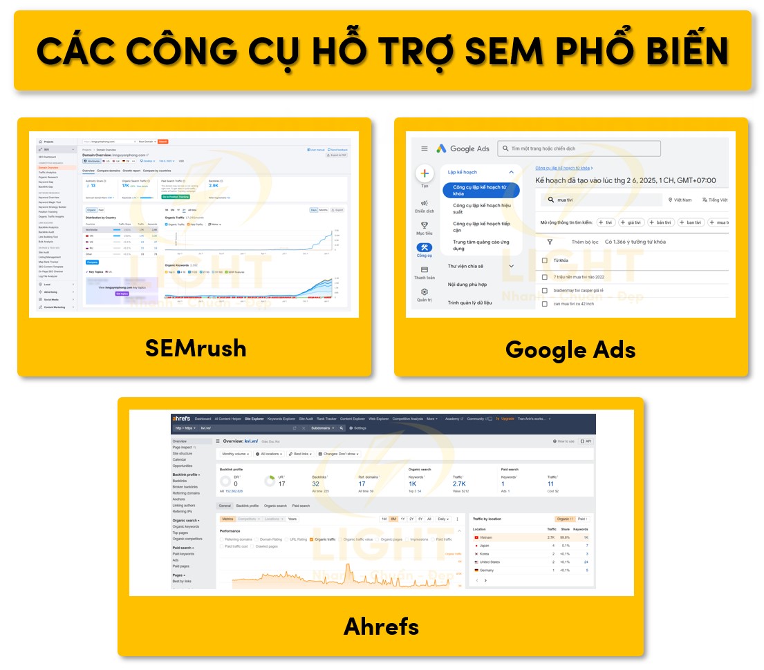 Các công cụ hỗ trợ SEM phổ biến