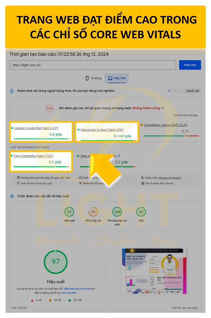 Tăng tốc độ tải trang và cải thiện Core Web Vitals