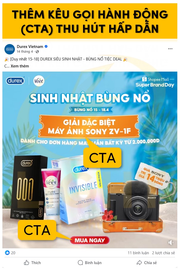 Đưa nút kêu gọi hành động CTA thu hút hấp dẫn