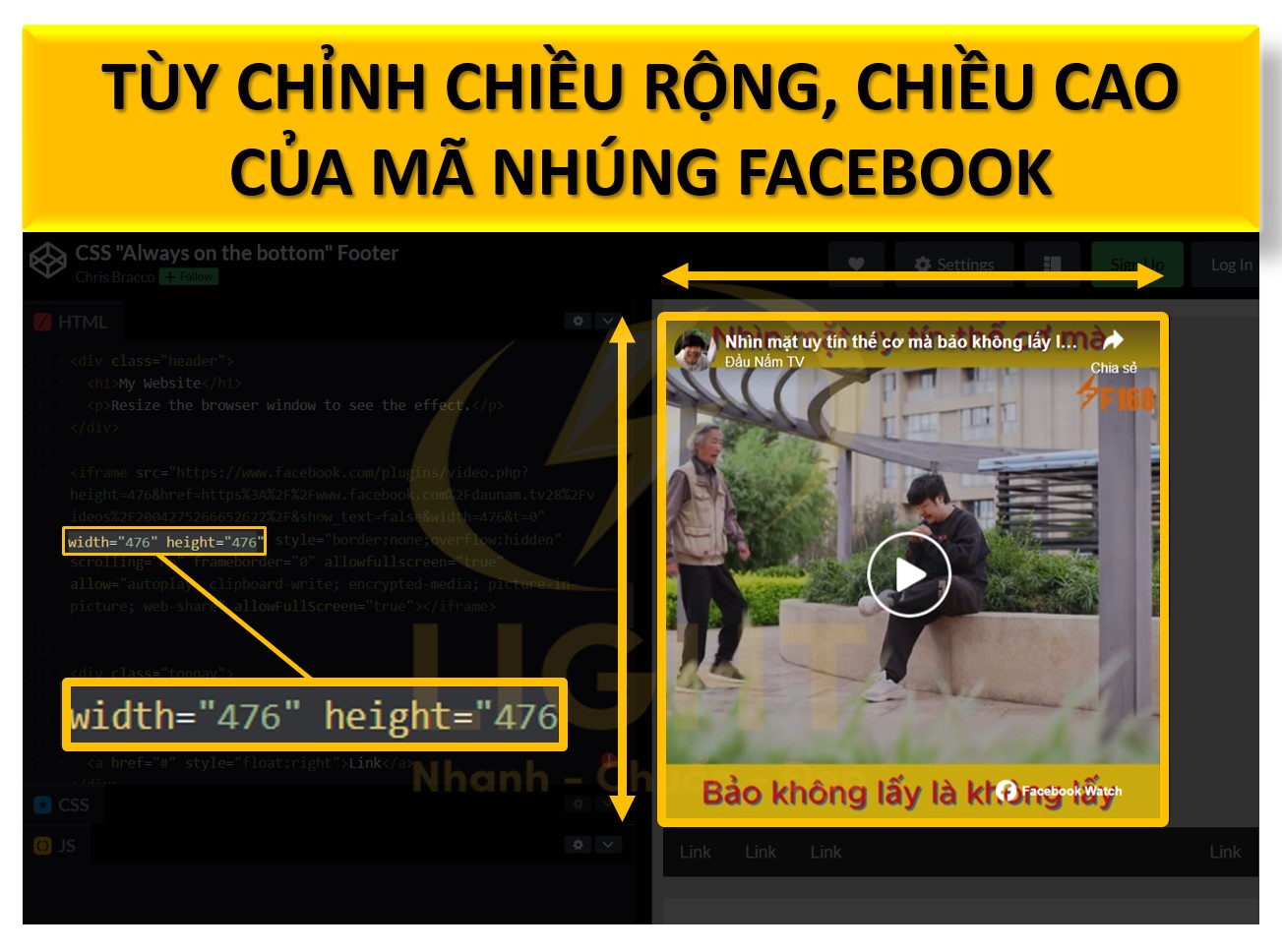 Tùy chỉnh chiều rộng, chiều cao