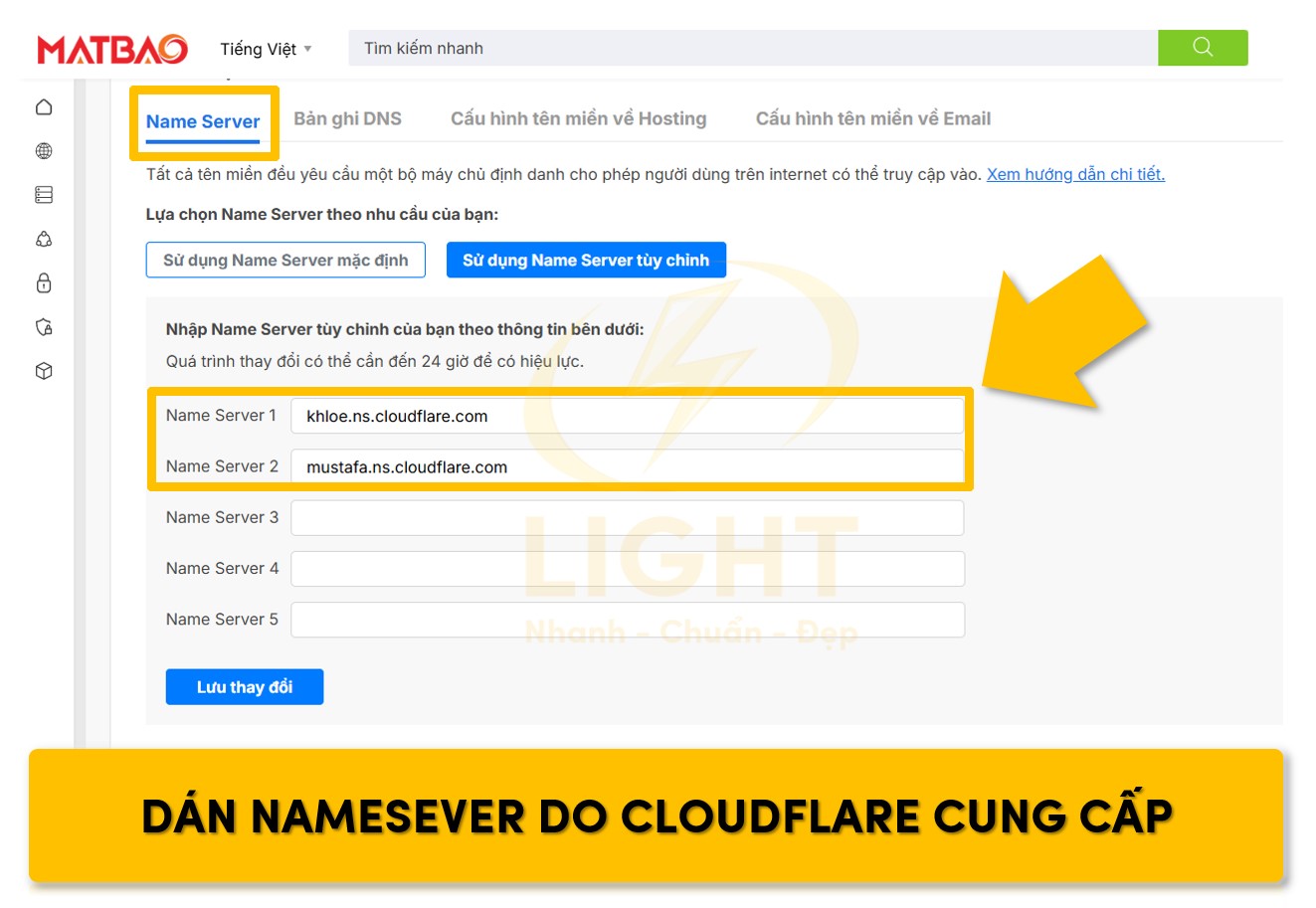 Điều chỉnh Nameserver của tên miền