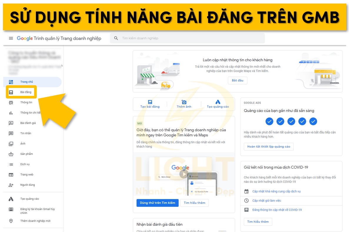 Sử dụng tính năng bài đăng trên GMB