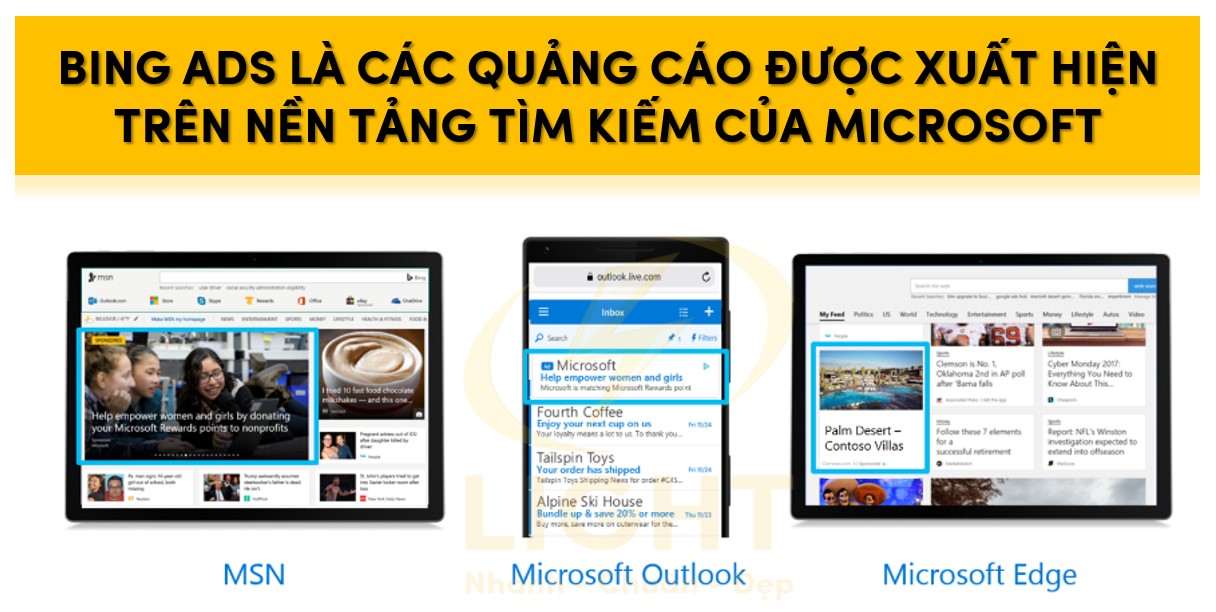 Quảng cáo xuất hiện trên các nền tảng của Microsoft là Bing Ads