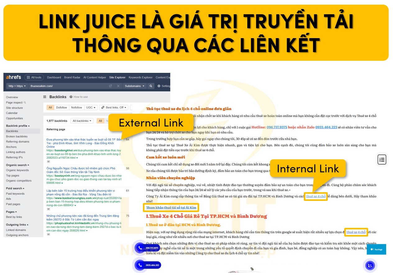 Link Juice là các liên kết truyền tải mang lại giá trị