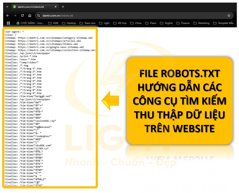 File robots.txt là một tệp văn bản được đặt tại thư mục gốc của website