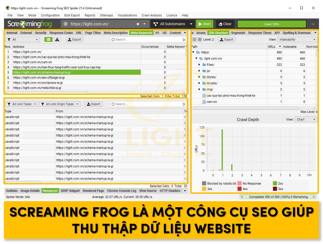 Công cụ thu thập dữ liệu của website Screaming Frog