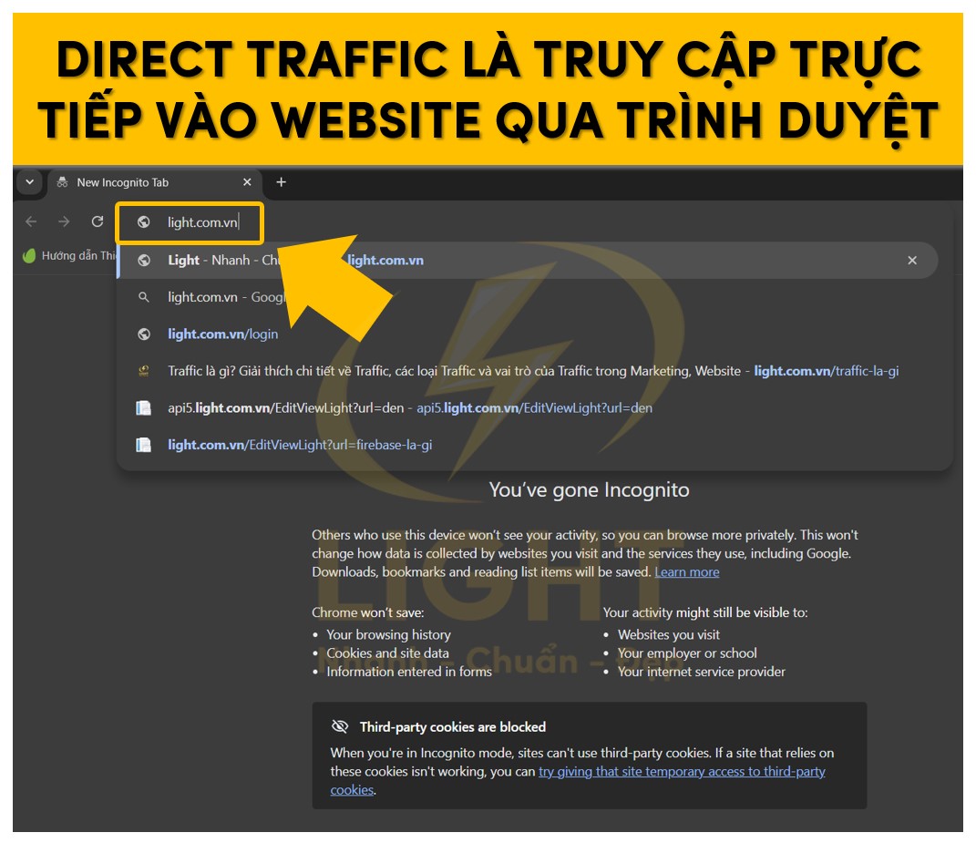 Direct traffic là truy cập trực tiếp vào website thông qua gõ địa chỉ tên miền vào trình duyệt