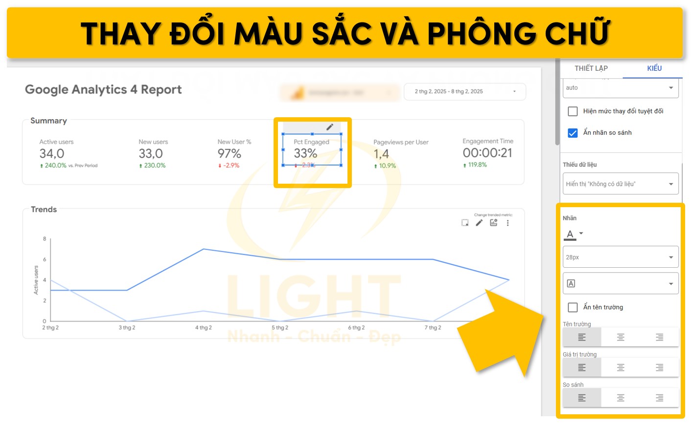 Thay đổi màu sắc và phông chữ