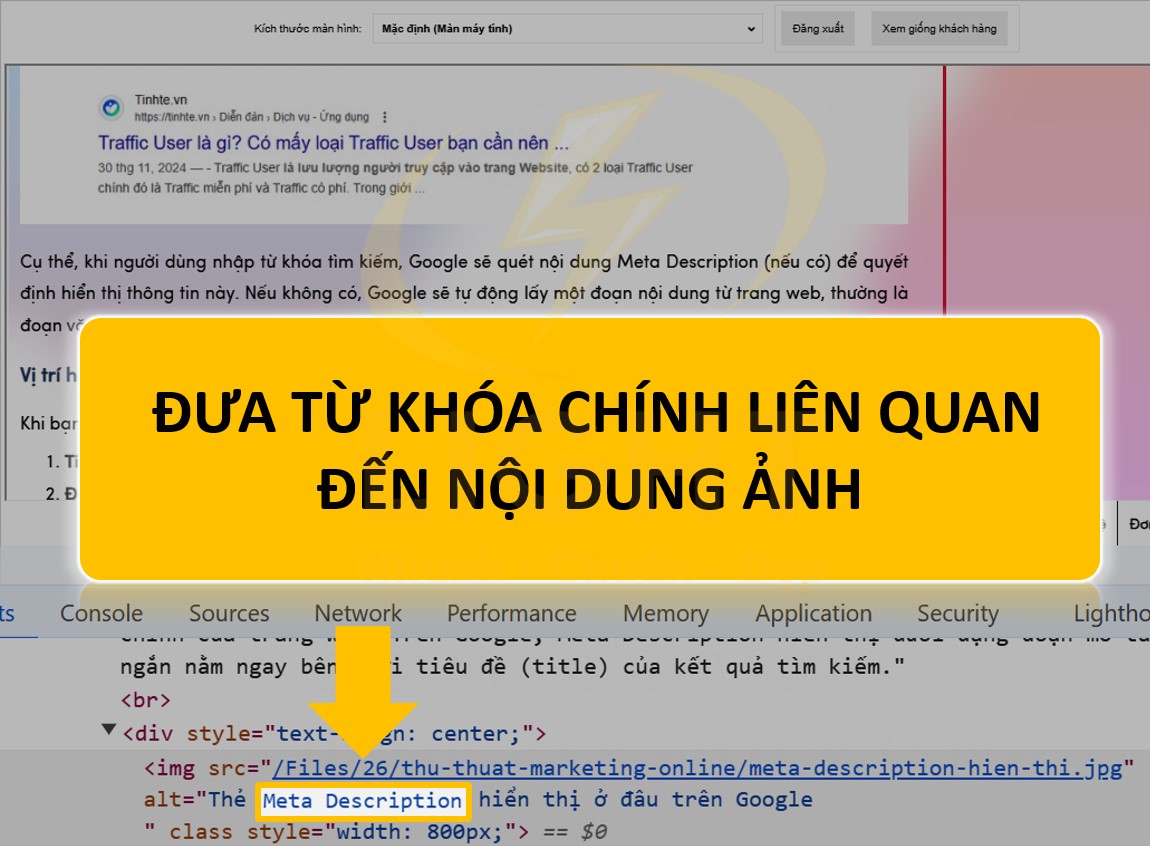 Đưa từ khóa chính liên quan đến nội dung ảnh