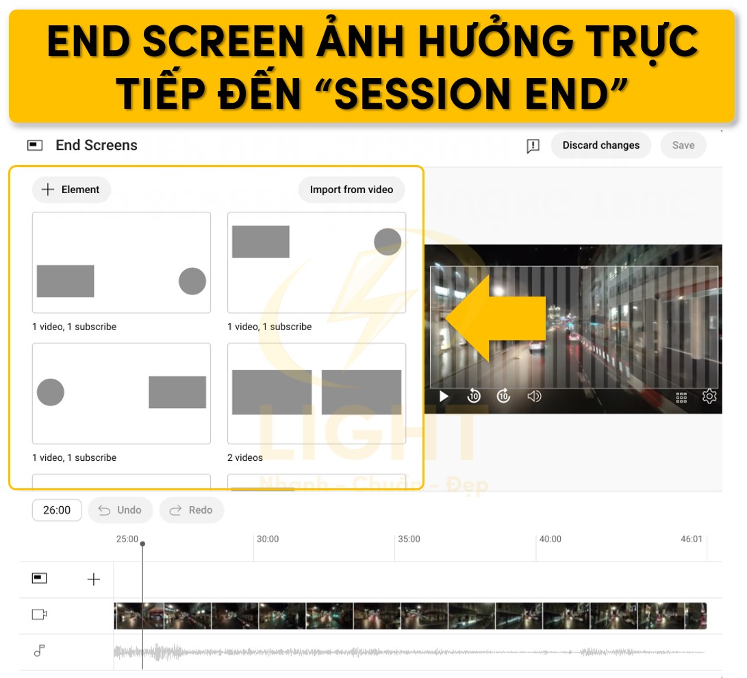 Tối ưu End Screen từ đó tác động tới Session end