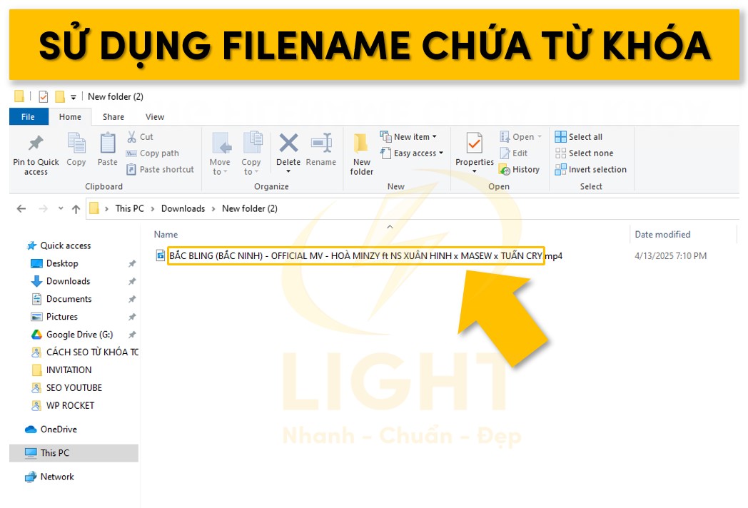 Tối ưu file name chứa từ khóa của video