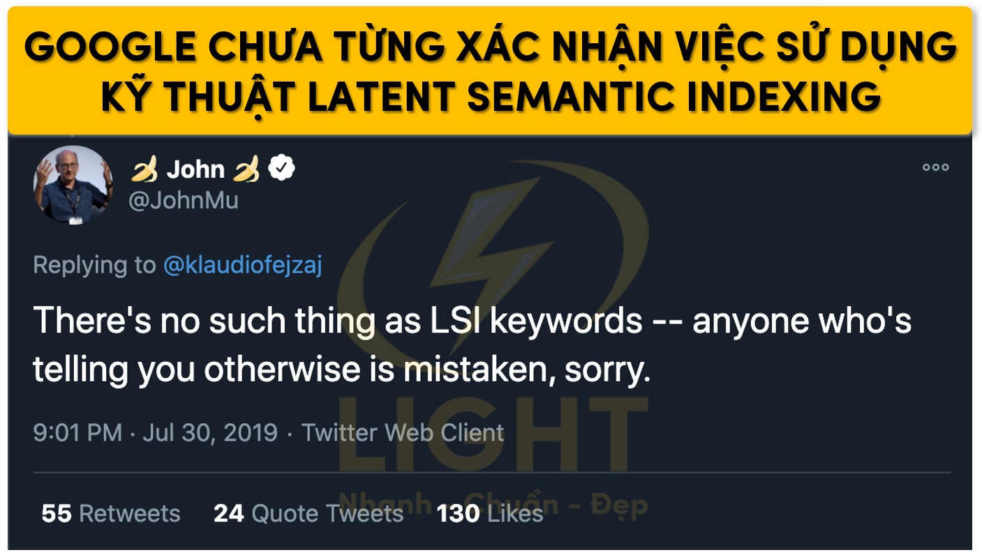 Google không xác nhận việc dùng kỹ thuật LSI trong tìm kiếm