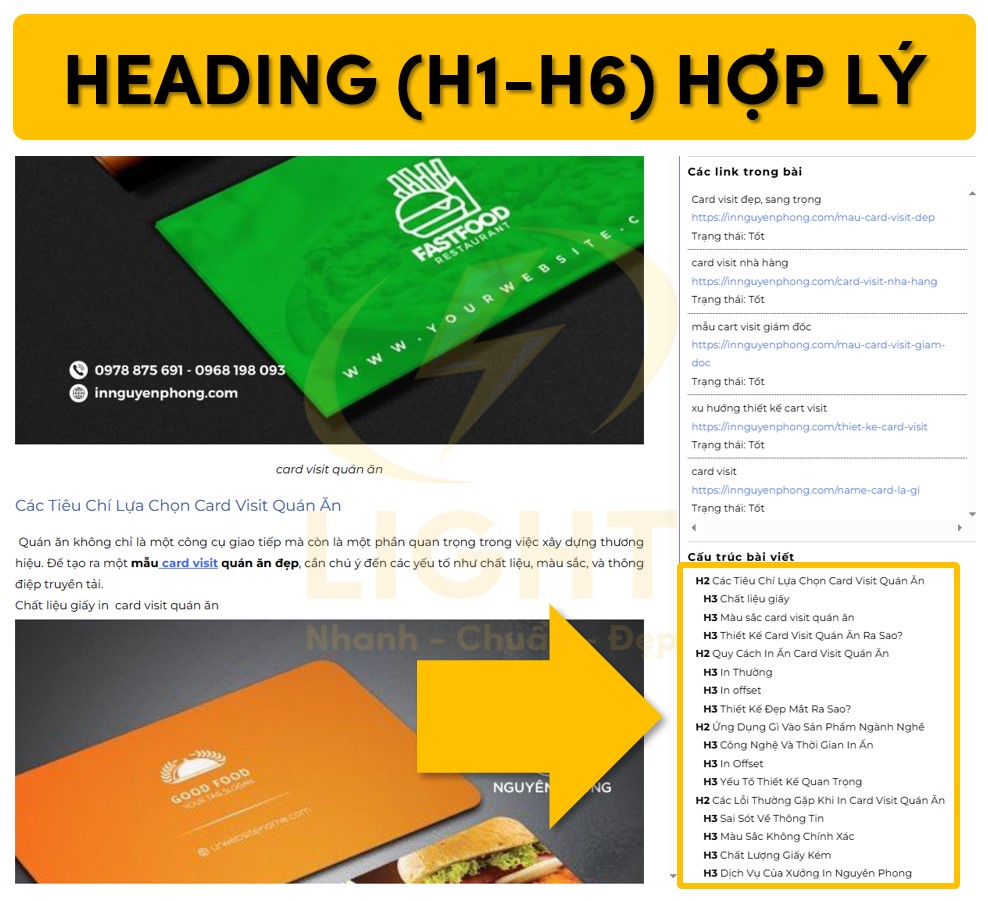 Cấu trúc heading hợp lý từ H1 - H6