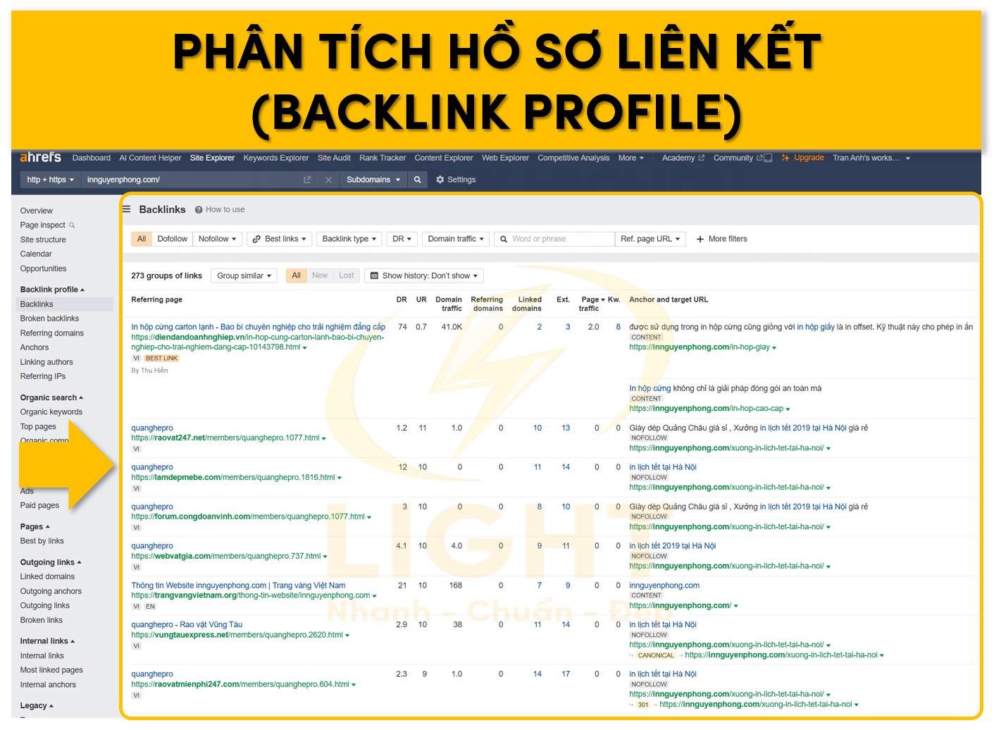 Phân tích hồ sơ liên kết (backlink profile)