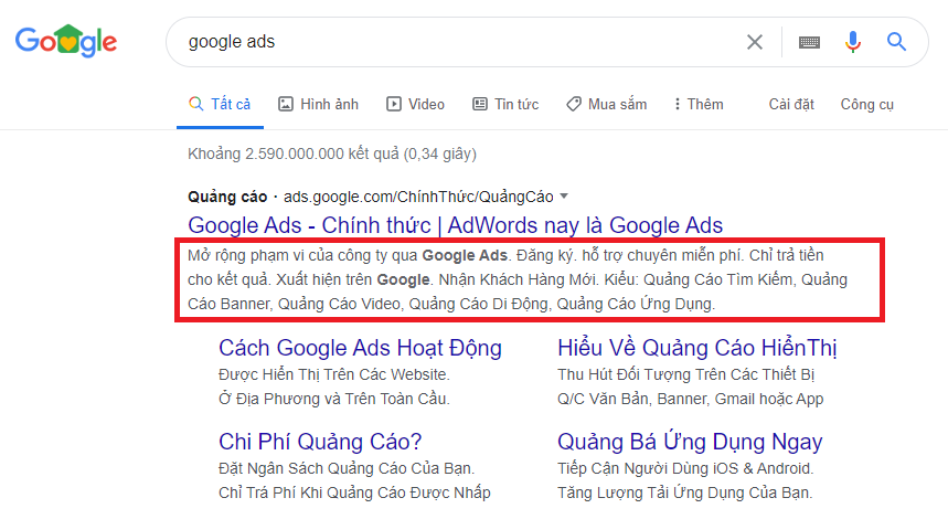 CTR tốt cho các chiến dịch quảng cáo Google