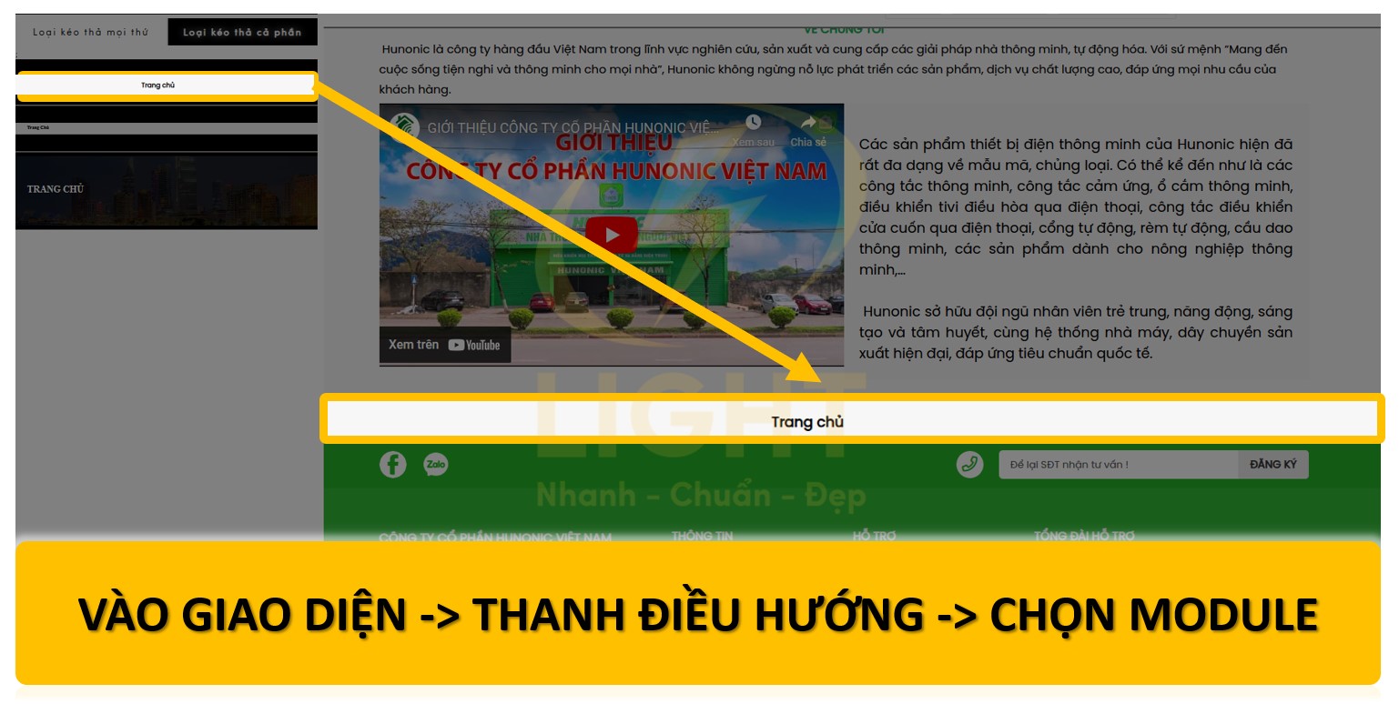 nhấn vào nút Giao diện dưới thanh công cụ sau đó chọn vào mục Thanh điều hướng