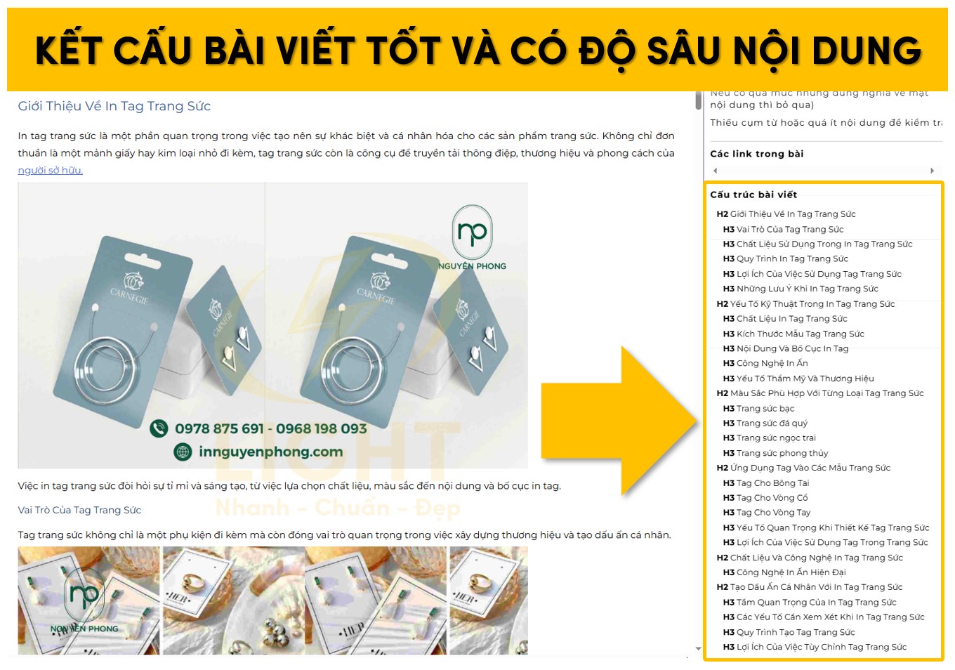 Cấu trúc bài viết tốt và có độ sâu về nội dung