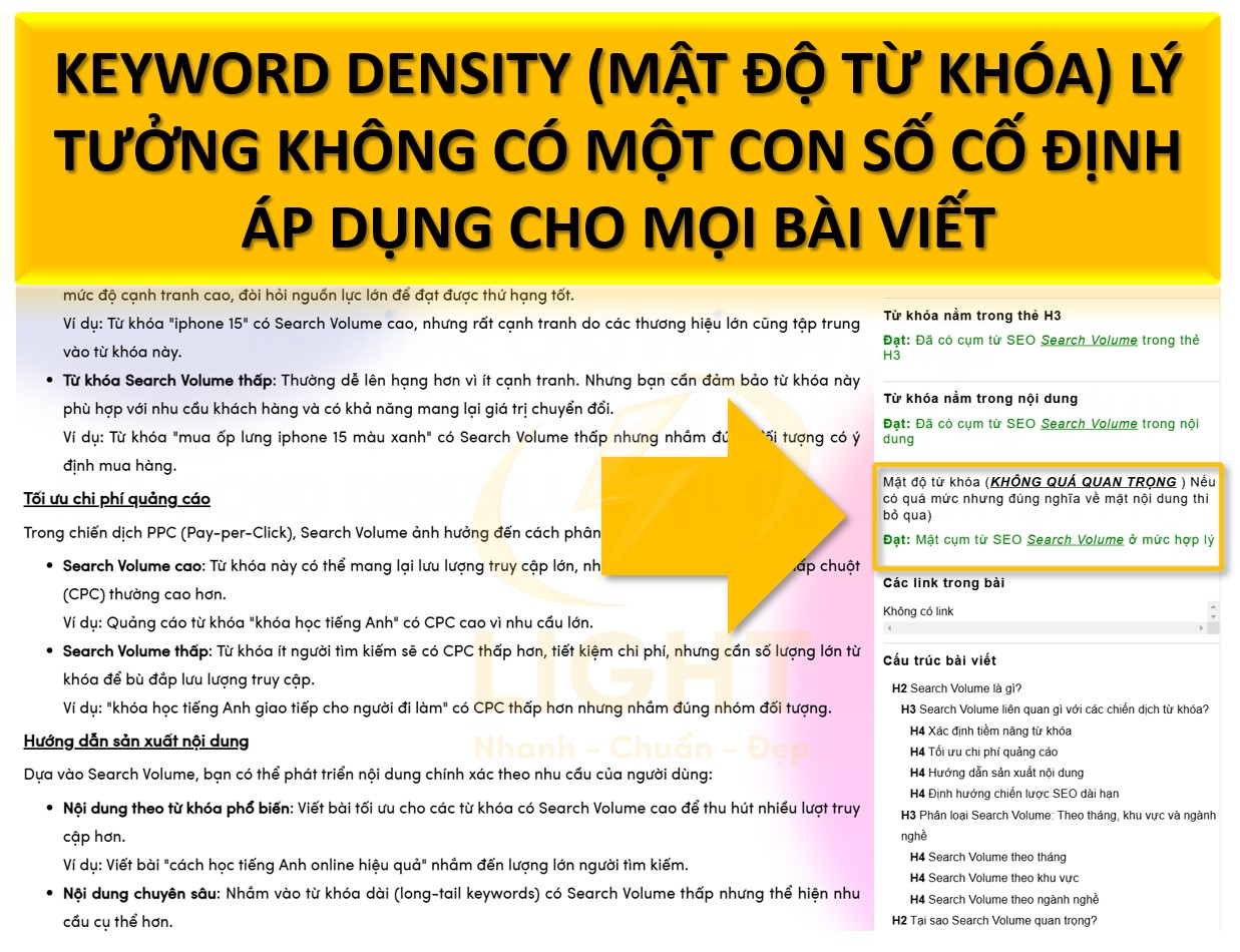 Keyword density (mật độ từ khóa) lý tưởng không có một con số cố định áp dụng cho mọi bài viết