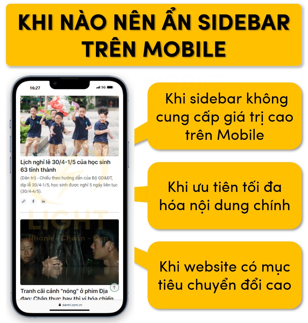 Lúc nào nên ẩn Sidebar trên mobile