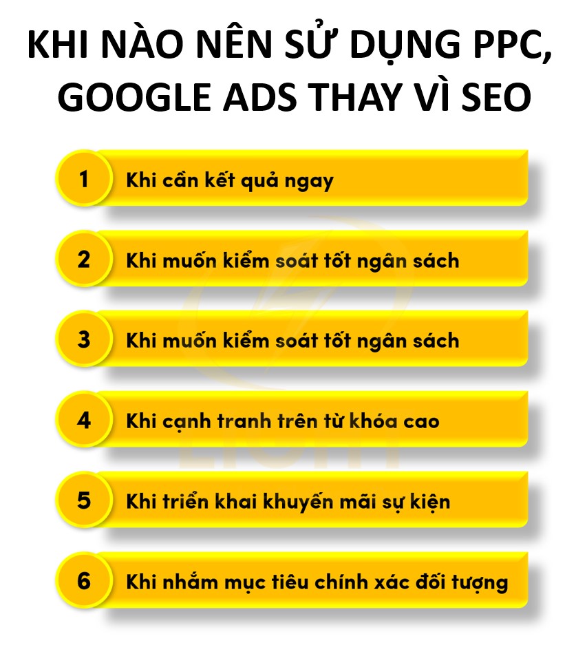 Khi nào nên sử dụng PPC, Google Ads thay vì SEO