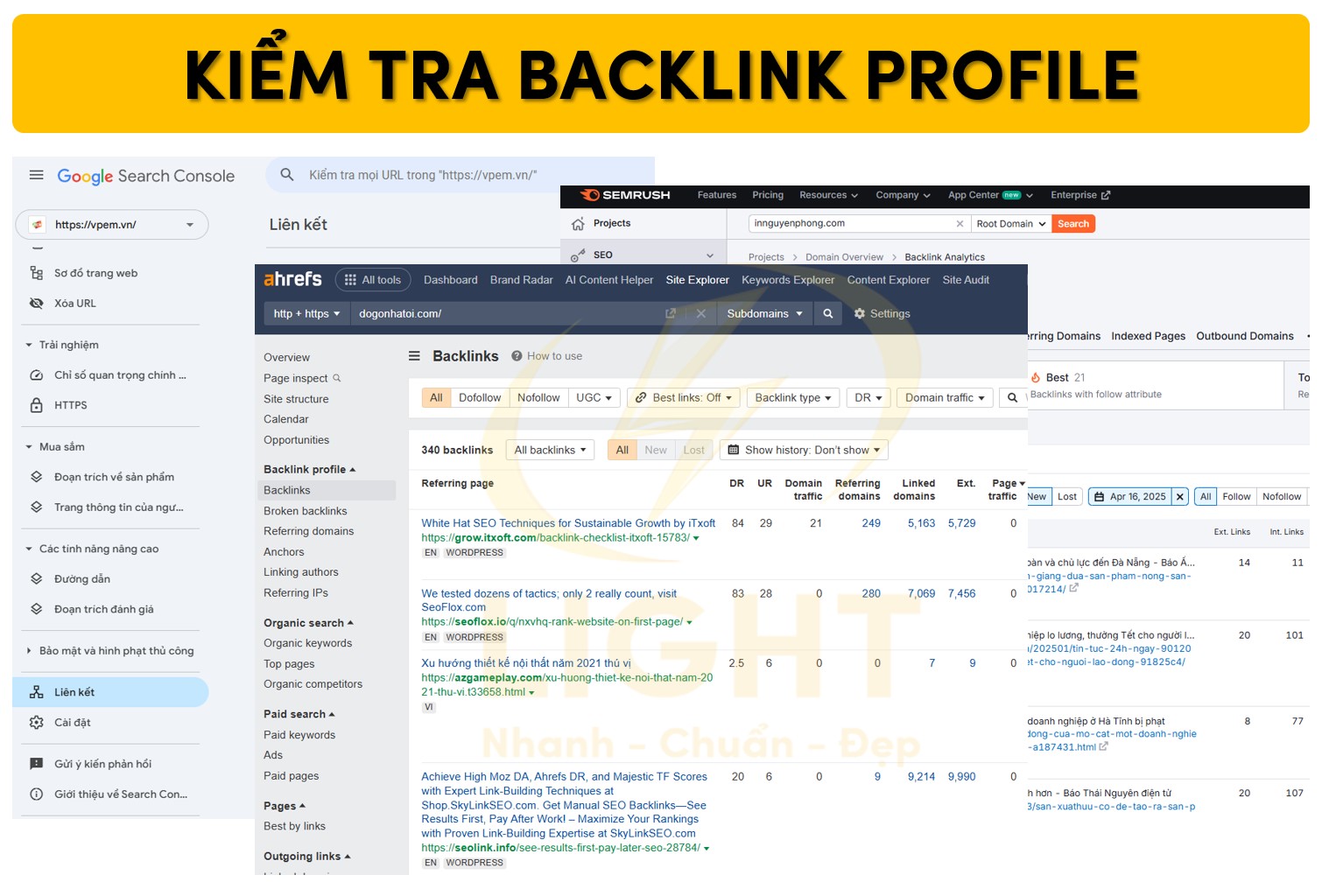 Kiểm tra backlink profile trên trang