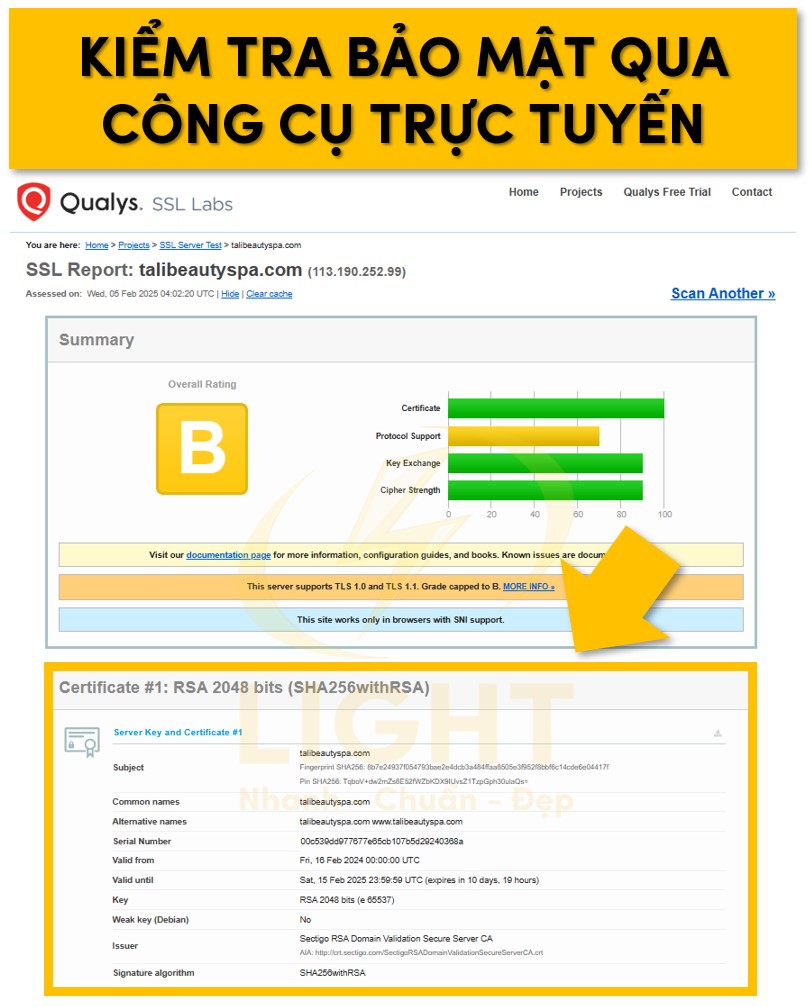 Kiểm tra qua công cụ trực tuyến