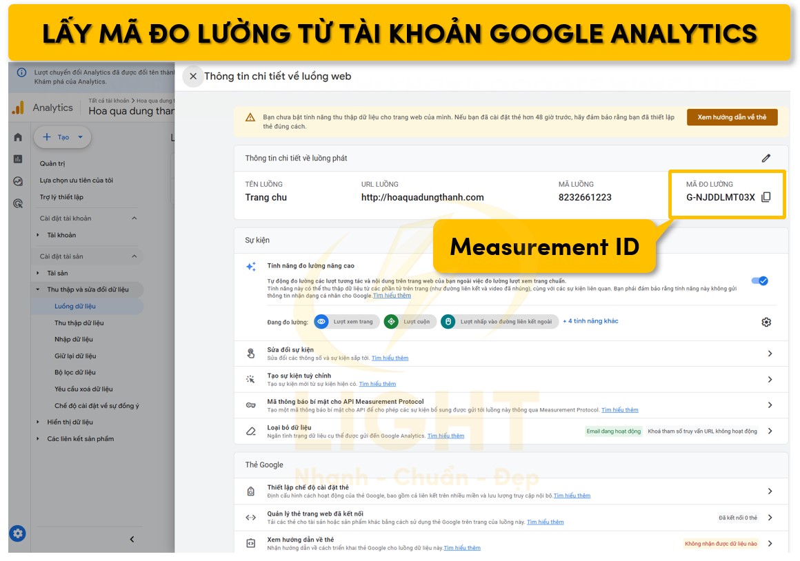 Lấy Measurement ID từ tài khoản Google Analytics