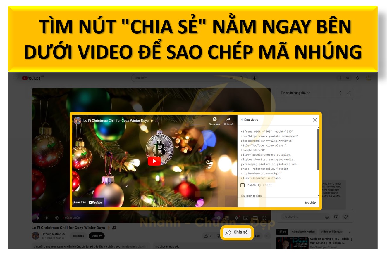 Tìm mã nhúng từ video YouTube