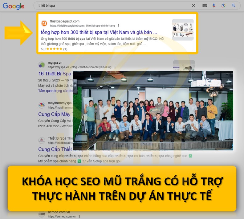 Khóa học SEO mũ trắng có hỗ trợ thực hành trên dự án thực tế