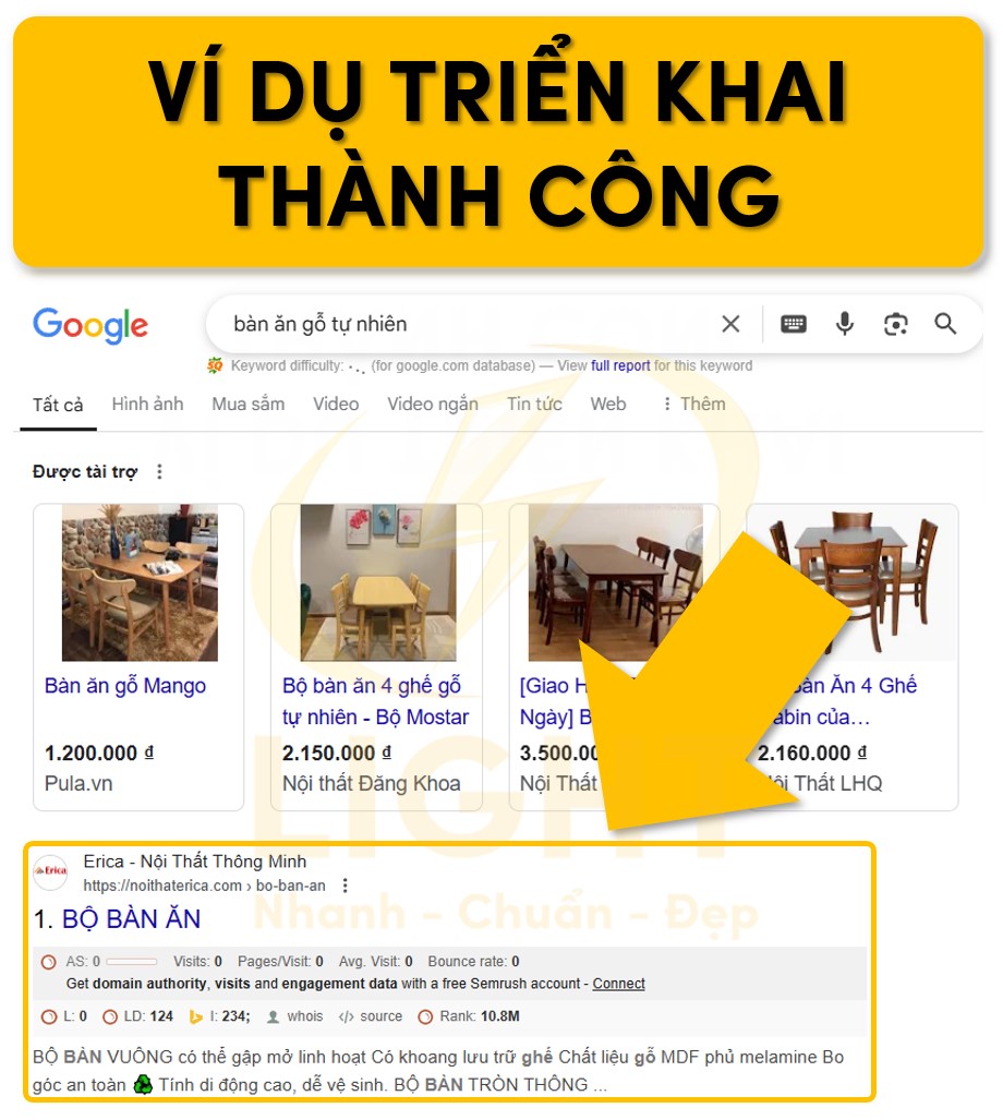 Ví dụ triển khai từ khóa đuôi dài thành công