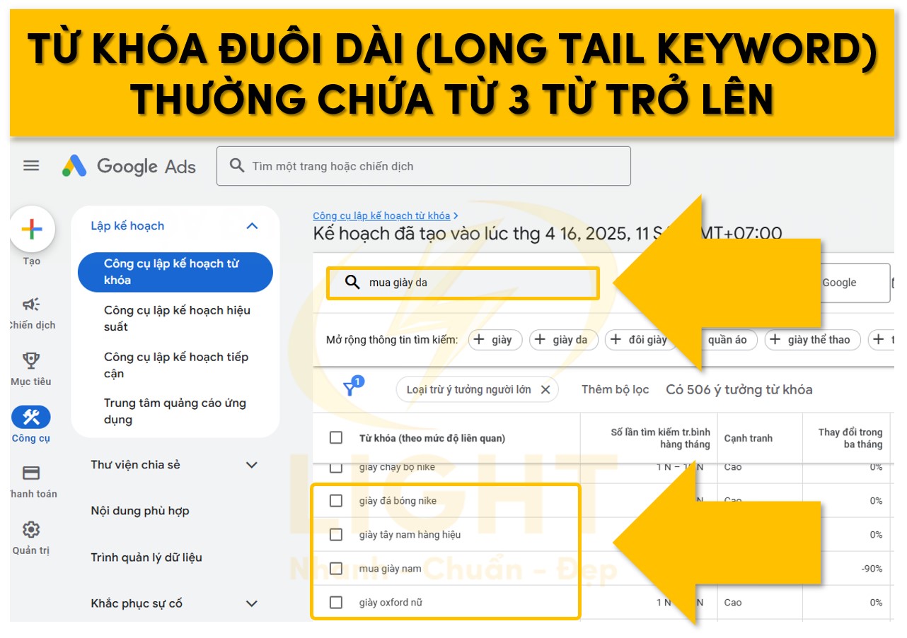 Từ khóa đuôi dài Long Tail Keyword là từ khóa thường chứa 3 cụm từ trở lên