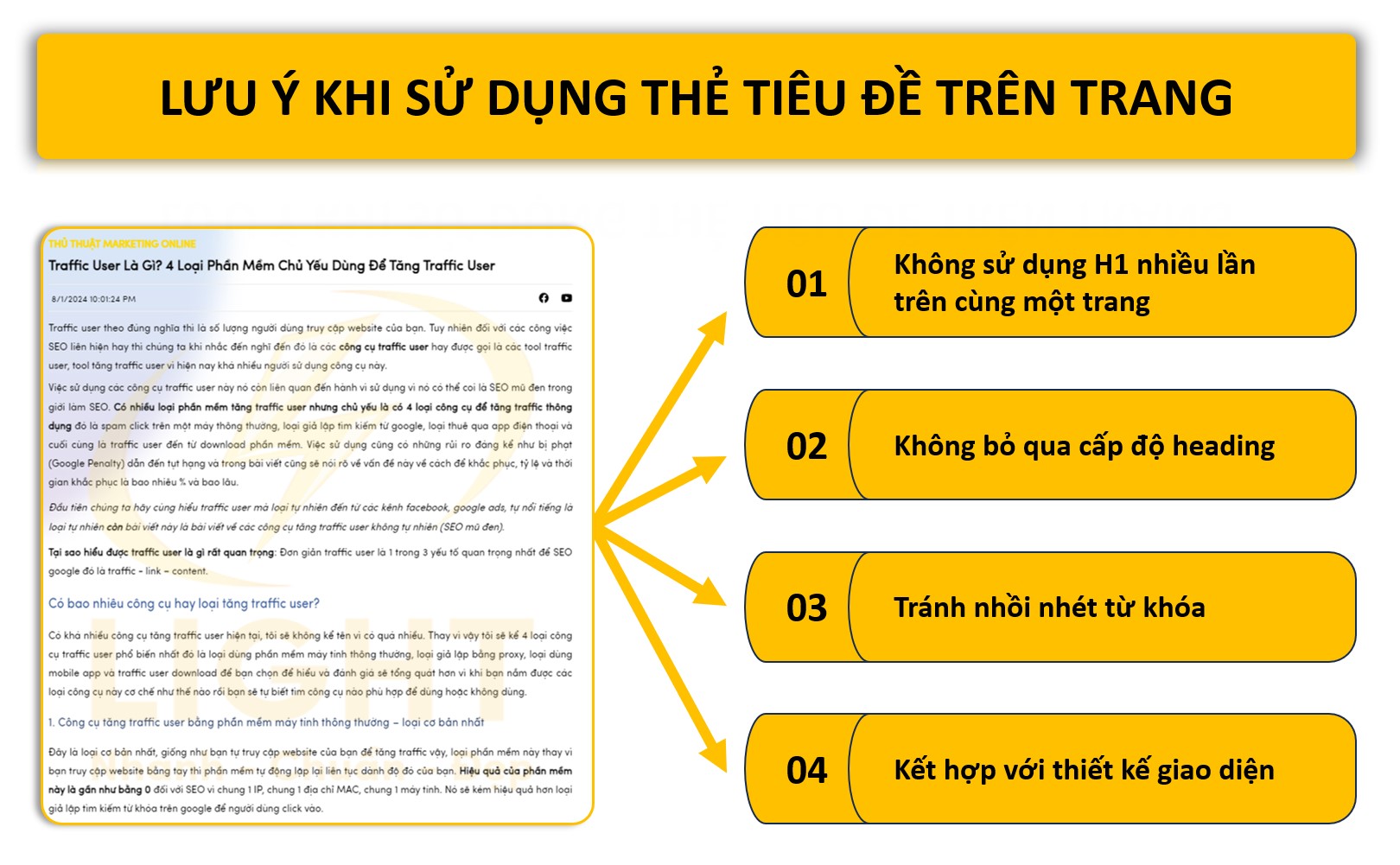 Lưu ý khi sử dụng thẻ tiêu đề